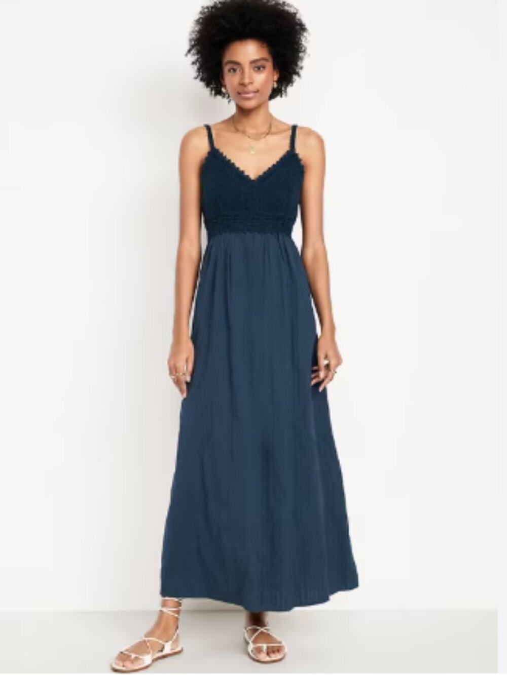 Old Navy Fit & Flare Crochet Bodice Maxi Dress Tidewater Dark Teal - Large